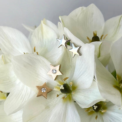 Star Shape Gold Studs with Diamonds