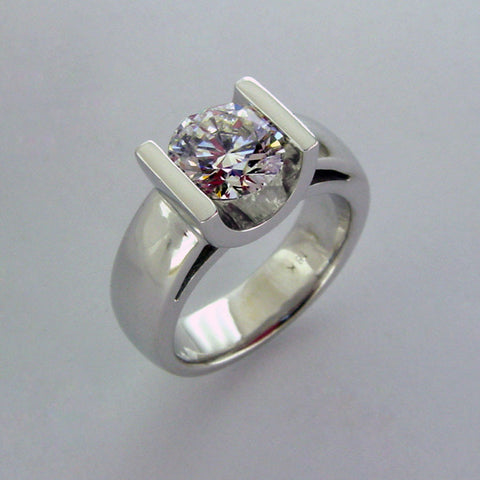 Gemlock Set Brilliant Cut Round Diamond Ring