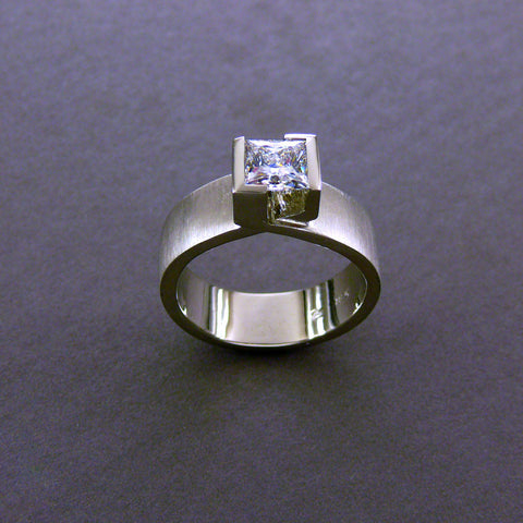 Jewelry Masters : .76 Carat Solitaire Princess Cut Diamond Tension
