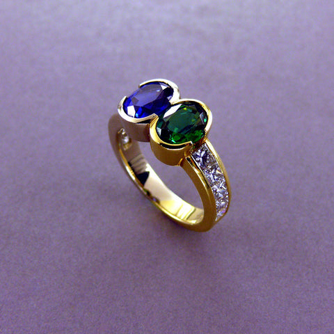 Sapphire and Tsavorite Ring