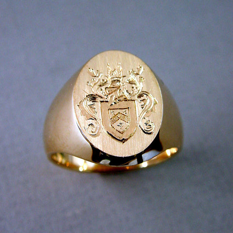 Hand Engraved Family Crest Ring