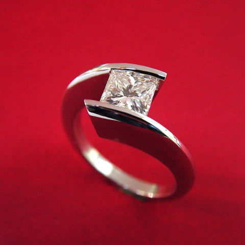 Princess Cut Diamond Tension Set Engagement Ring