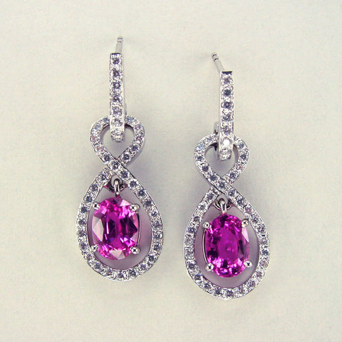 Classic Natural Pink Sapphire and Diamond Earrings