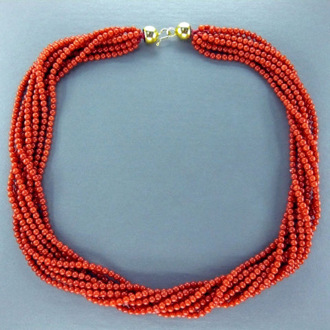 Sardinian Red Coral Bead Necklace